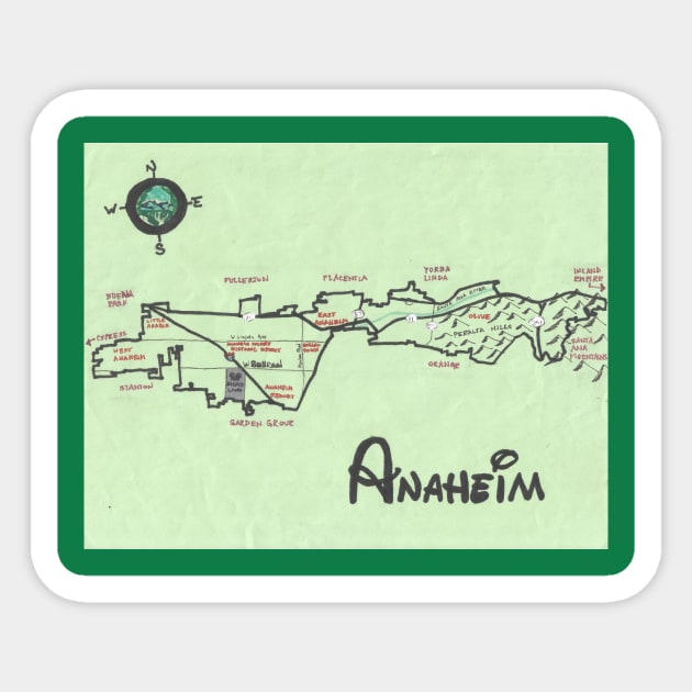 Anaheim Sticker by PendersleighAndSonsCartography